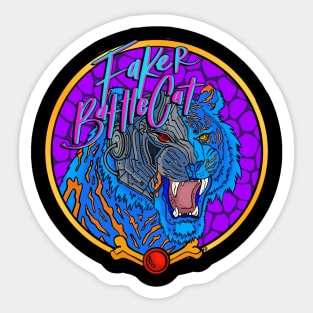front and back Fakerbattlecat Bright Round LOGO Sticker